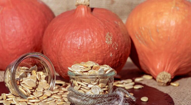 Semillas de calabaza con parásitos